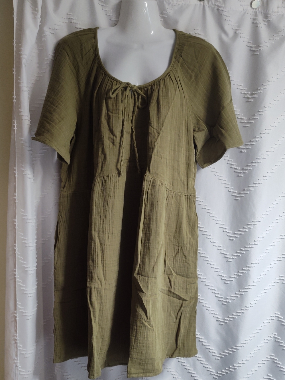 Old Navy Olive Green Gauze Tie-Front Tunic